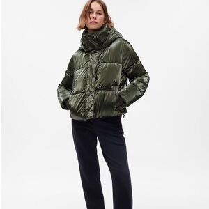 GAP Big Puff Cropped Jacket, Green, XS Petite, NEW